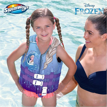SwimWays Disney Princess Swim Trainer Life Jacket, US Coast Guard Approved Life Vest Kids Swim Vest, Pool Floats & Life Jackets for Kids 33-55 lbs, Elsa