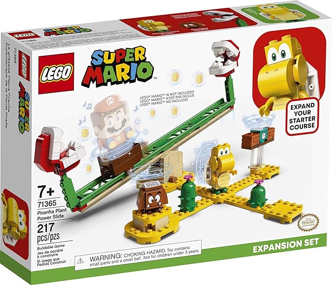 LEGO Super Mario Piranha Plant Power Slide Expansion Set 71365; Building Kit for Kids to Combine with The Super Mario Adventures with Mario Starter Course (71360) Playset (217 Pieces)