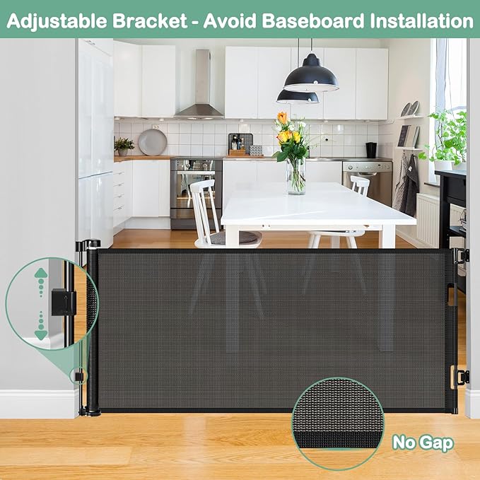 80 Inch Retractable Baby Gates for Doorways Retractable Mesh Dog Gate for The House 33” Tall Retractable Gate Outdoor Baby Gate for Decks Indoor Retractable Pet Gate Mesh Child Safety Gate for Stairs