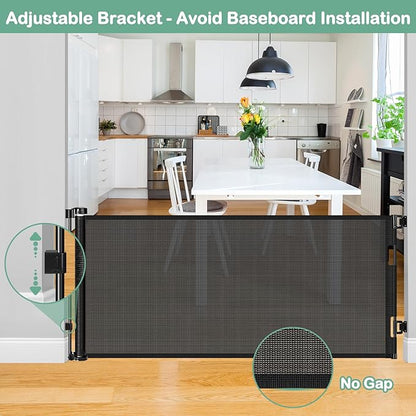 80 Inch Retractable Baby Gates for Doorways Retractable Mesh Dog Gate for The House 33” Tall Retractable Gate Outdoor Baby Gate for Decks Indoor Retractable Pet Gate Mesh Child Safety Gate for Stairs