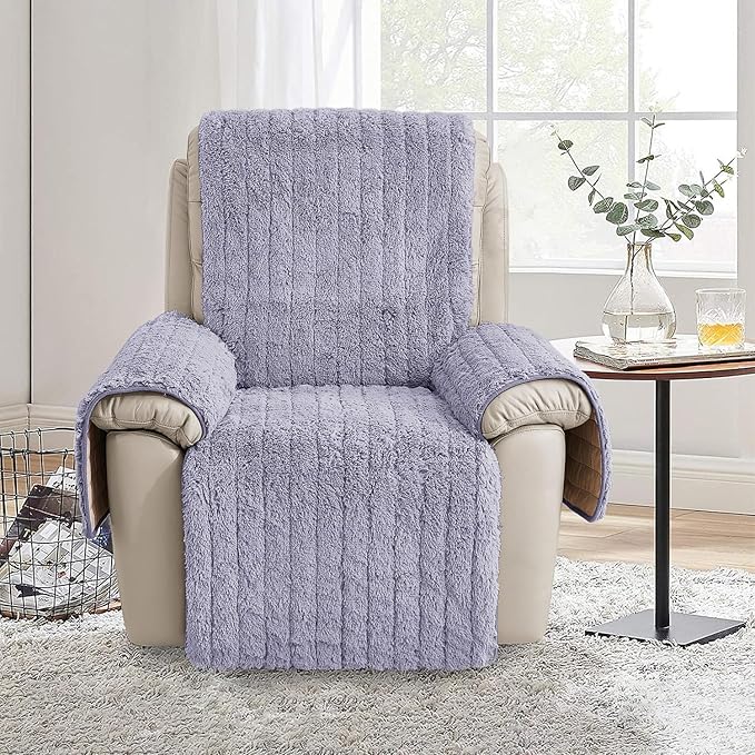 RBSC Home Plush Recliner Slipcover 23 Inches Chair Covers Artificial Wool Lazy Boy Cover Quilted Cover for Recliner Chairs and Furniture Soft Warm