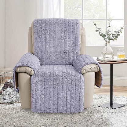 RBSC Home Plush Recliner Slipcover 30 Inches Chair Covers Artificial Wool Lazy Boy Cover Quilted Cover for Large Recliner Chairs and Furniture