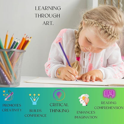 Illustrate Me- KidsTravel Activity Set Storybook-Bring The Story to Life with Your Creative Illustrations-Portable Art Set Kids 6-12- Drawing kit for Kids-Handy Zipped case-Kids Art-Drawing-Storybook