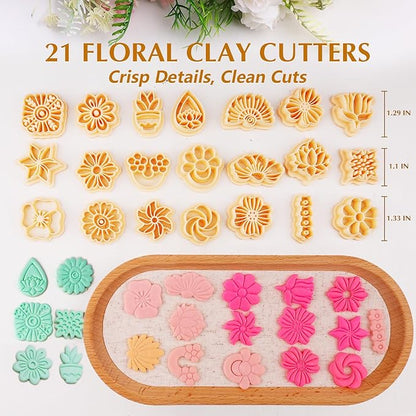 65 Pcs Flower, Leaf & Animal Polymer Clay Cutters Set, Clay Cutters Shapes for Earrings & Jewelry Making, Bunny Butterfly Bee Bird with Storage Box (YANSH PROGLOBAL)