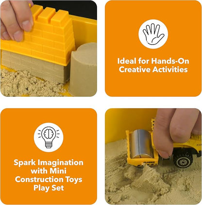 Construction Sandbox Toys for Kids with 2 lbs Play Sund, Bulldozer, and Figures -Tractor Sand Playset - Children Toys 3-5 Boys, Farm Sand Play Set, Indoor Sand Toy, Mini Construction Toys
