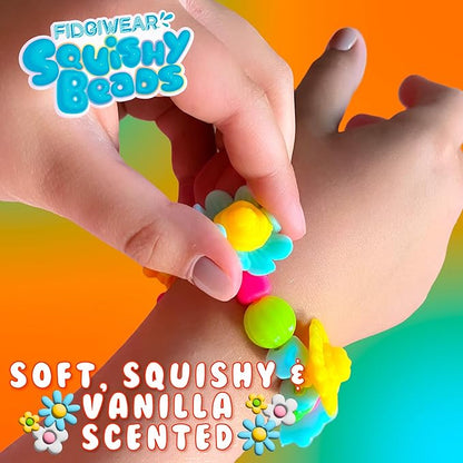 Fidgiwear Squishy Beads – Daisy Orange Theme, Create Fashionable Fidget Jewelry with Scented Squishy Beads for Jewelry Making, Toddler Sensory Bracelet Making Kit for Ages 3+