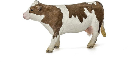 Schleich Farm World Simmental Cow Toy Figurine - Educational and Durable Farm Animal Toy Figure, Fun and Imaginative Play for Boys and Girls, Gift for Kids Ages 3+