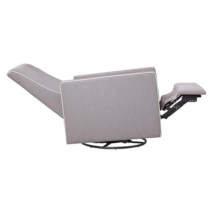DaVinci Piper Upholstered Recliner and Swivel Glider in Grey with Cream Piping, Greenguard Gold & CertiPUR-US Certified