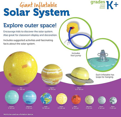 Learning Resources Giant Inflatable Solar System - Grades K+ Solar System Demonstration Tool, Solar System Model, Inflatable Planets for Classroom