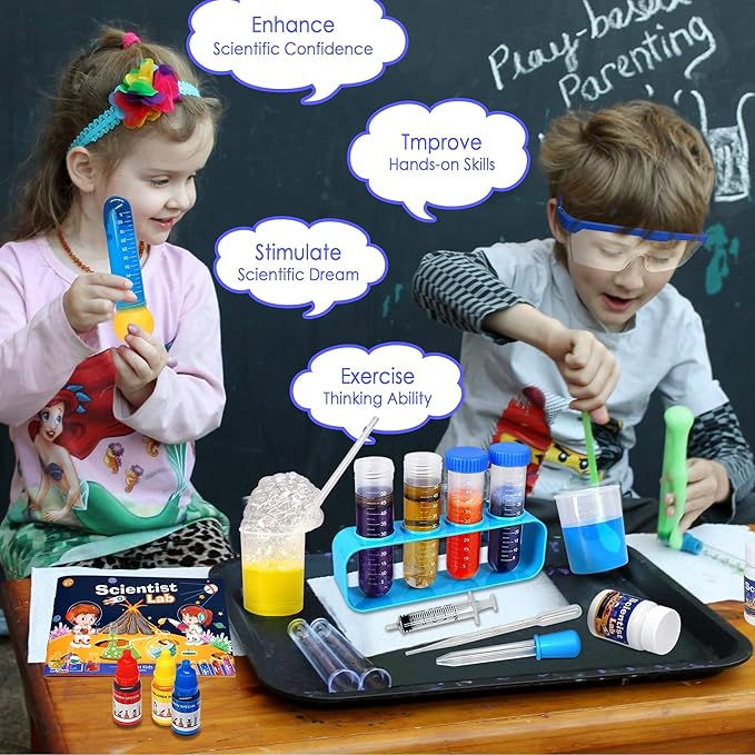 Educational Science Kit Kids Toys - 56 Science Lab Experiments, Science Kits for Kids Age 6-8-10-12, 70+ PCS DIY Stem Projects with Lab Coat Scientist Costume, Educational Toys for Kids Girls Boys