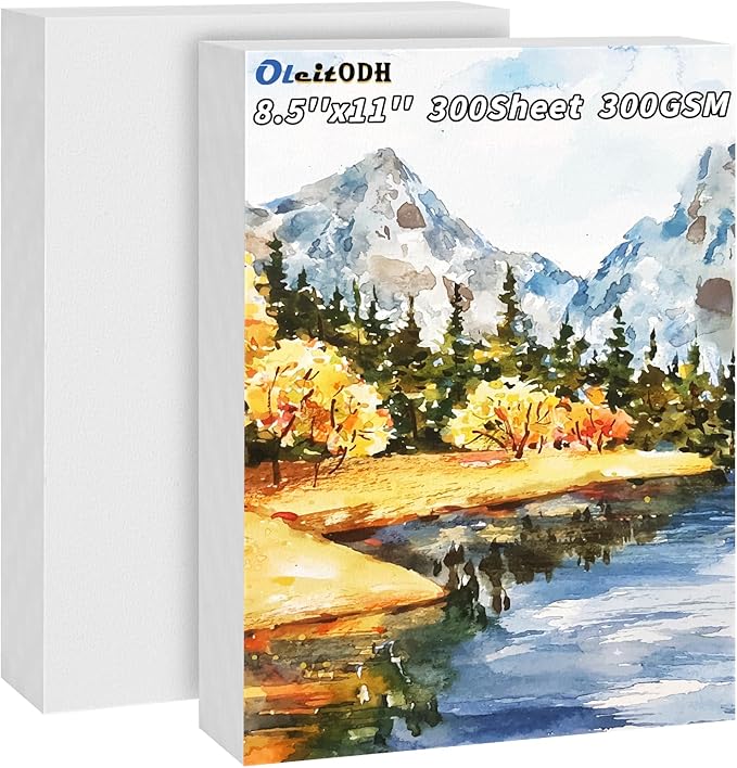 300 Sheets Cotton Watercolor Paper Bulk -140LB/300GSM Art Paper-8.5 x 11 inch Painting & Craft Paper, Finger Paints, Watercolor, Tempera, Drawing, Art Room & Home School Crafts