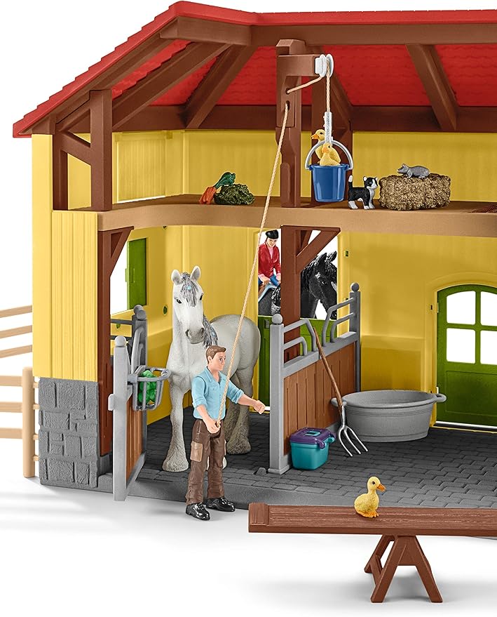 Schleich Farm World, 30-Piece Playset, Farm Toys and Farm Animals for Kids Ages 3-8, Horse Stable 10.5 x 49 x 34.5 cm