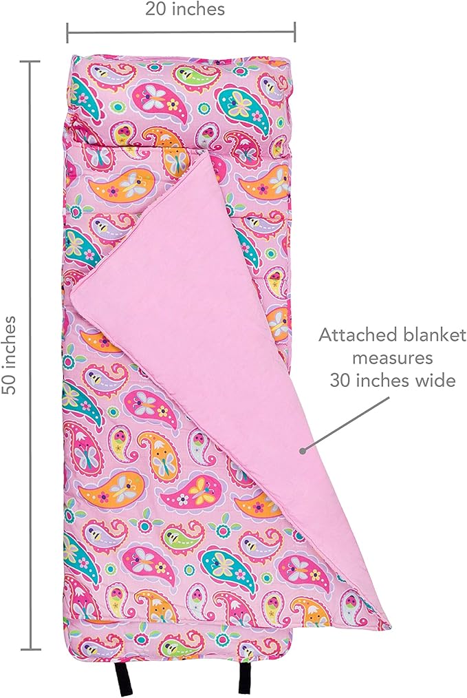 Wildkin Original Nap Mat with Reusable Pillow for Boys & Girls, Perfect for Elementary Daycare Sleepovers, Features Hook & Loop Fastener, Cotton Blend Materials Nap Mat for Kids