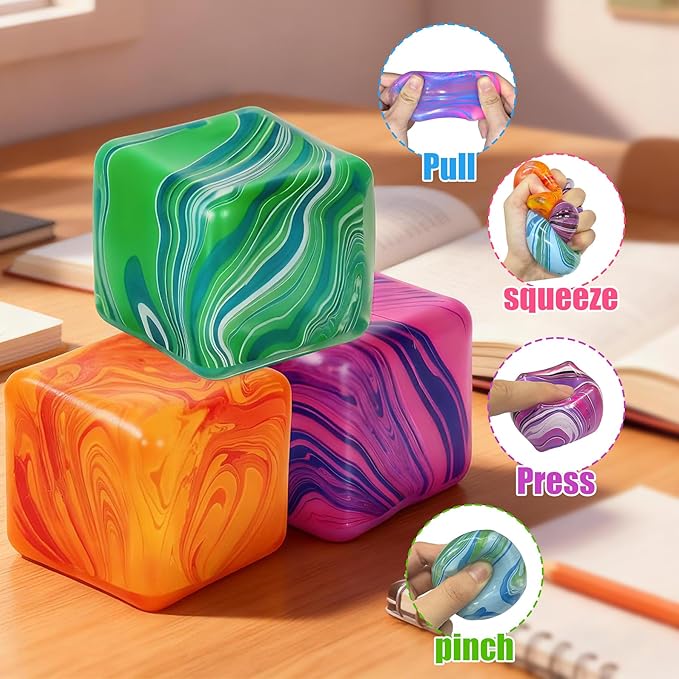 4 Pack Fidget Toys Squishy Stress Toys.Fidget Squeeze for Adults, Squishy Balls for AnxietyStress Relief & Easter Basket Stuffers Classroom Prizes