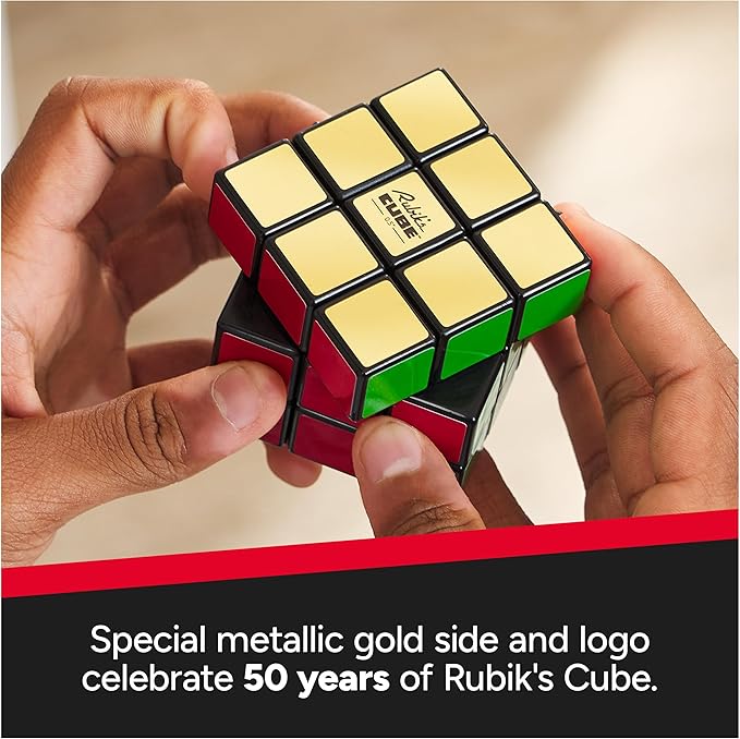 Rubik’s Cube, Special Retro 50th Anniversary Edition, Original 3x3 Cube Collectible & Desk Décor, Problem-Solving Brain Teaser, Fidget Toy & Sensory Puzzle for Adults, Teens & Kids, for Ages 8 & Up