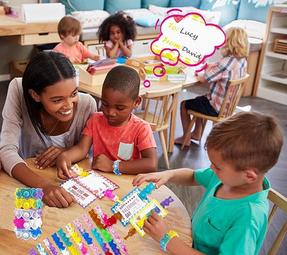 40pcs Valentines Day Gifts for Kids Classroom Exchange Pack Cards for Kids Heart Shape POP Bracelets and Valentines Day Cards for Kids Classroom Prizes Party Favors Goody Bag Filler