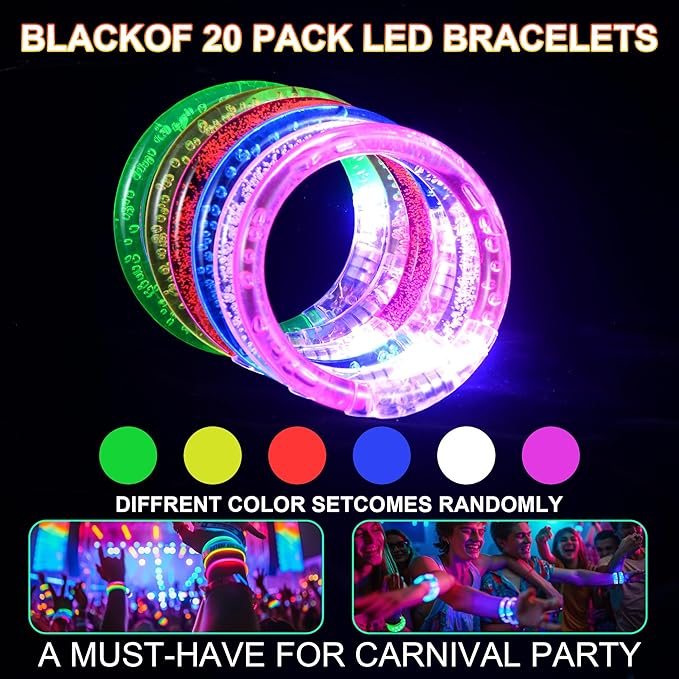 36Pcs Glow Bracelets,Led Bracelets,Glow in The Dark Bracelets,Light up Bracelets,Neon Bracelets,Neon Party Favors Carnival Birthday Concert Party Game Gifts Suitable for children/adults