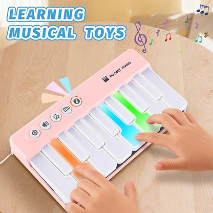 Mini Keyboard Piano Toy, Portable Light Up Pocket Piano for Toddlers Kids (Pink)