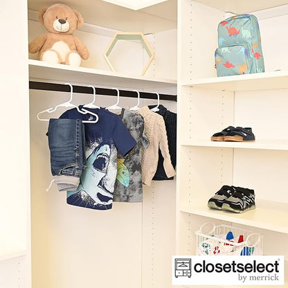 30 Pk Kids Children Hangers Plastic Made in USA, for Children, Infant, Toddler, Baby Clothes, White, 30 Pack Non-Slip