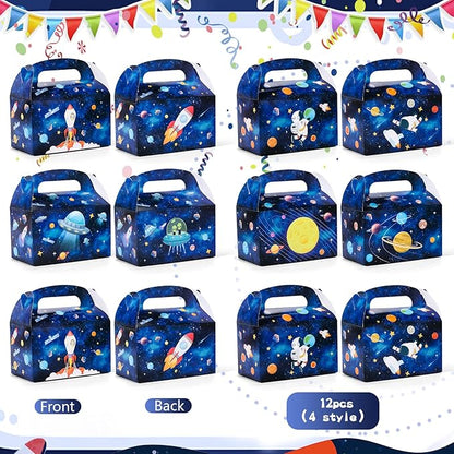 Golray 84pcs Space Party Favors Box Stress Balls Glow In Dark Tattoos Stamp Necklace Toy Gift for Boy Kids Galaxy Birthday Party Supplies Stuffer Treat Gift Goodie Bag Filler