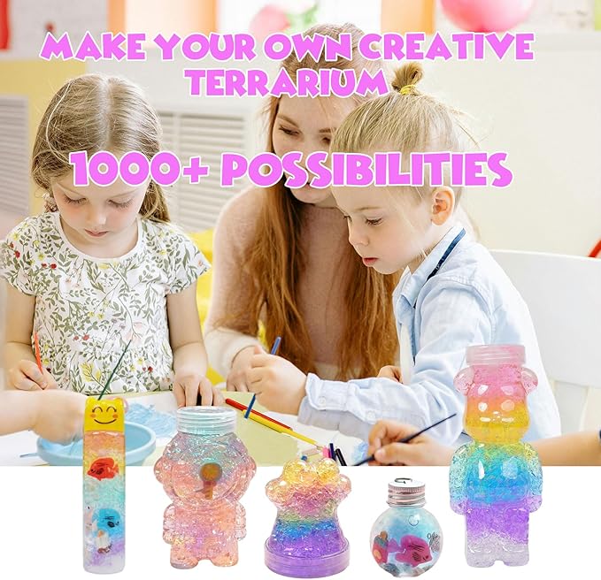Suxkbo Terrarium Crafts Kit for Kids-5 Crafts Kits Light Up,Kids Arts and Crafts Glow in Dark Unicorn Birthday Gifts Toys for Girls Ages 5 6 7 8 9 10 Year Old for Girls Boys