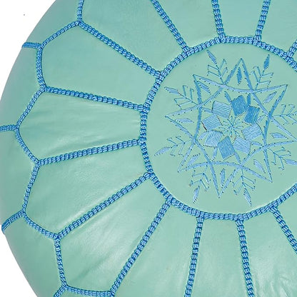 Marrakesh Gallery Genuine Leather Round Pouf Unstuffed - Moroccan Ottoman Footstool, Footrest Cover - Boho Decor - Bohemian Living Room, Bedroom, Kids Room, Gift & Wedding