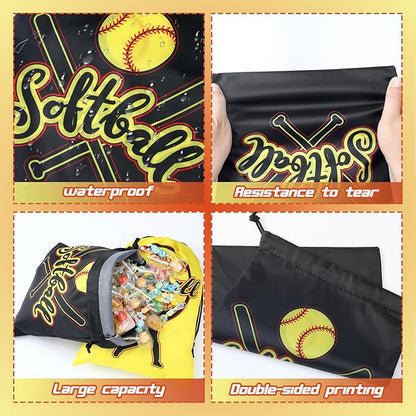 Jenaai 148 Pcs Softball Party Favors Include Softball Drawstring Bags Softball Charm Bracelets Softball Keychain Softball Hair Ties Softball Stickers, Softball Gifts for Women Birthday(Classic)