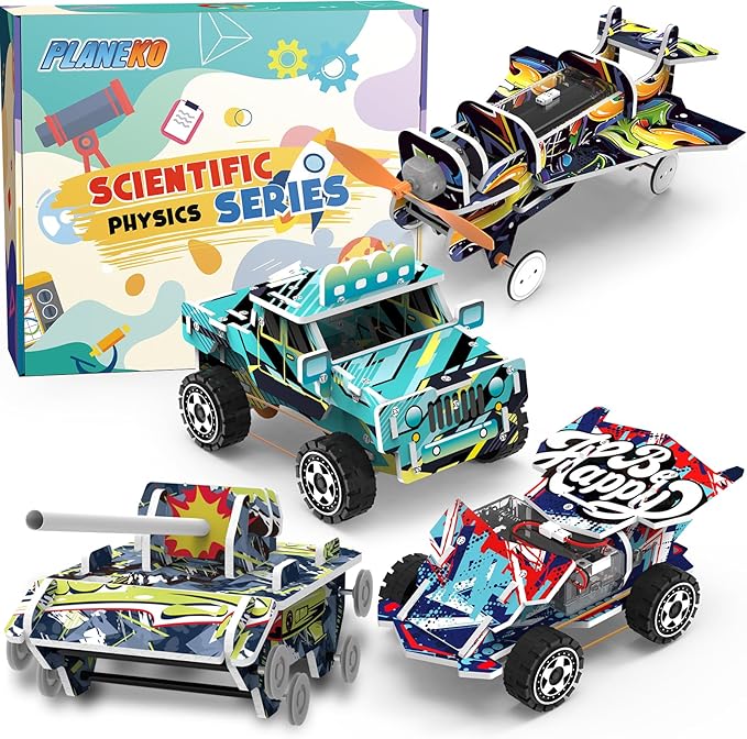 PLANEKO STEM Kits for Kids Age 8-10 3D Puzzles Model Car Building Kits for Boys STEM Projects Crafts Build Toy STEM Activities Toy for Boys 6 7 8 9 10 11 12 13 Year Old Birthday Gift