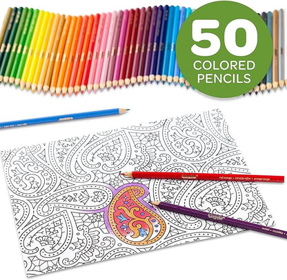 Crayola Colored Pencils For Adults (50ct), Colored Pencil Set for Adult Coloring Books, Coloring Set, Gift for Teens & Adults [Amazon Exclusive]