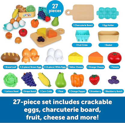 Learning Resources New Sprouts Farm-to-Table Fresh Market, 27 Pieces, Ages 18 Months+, Play Food for Kids Kicthens, Grocery Store Pretend Play, Play Kitchen Accessories