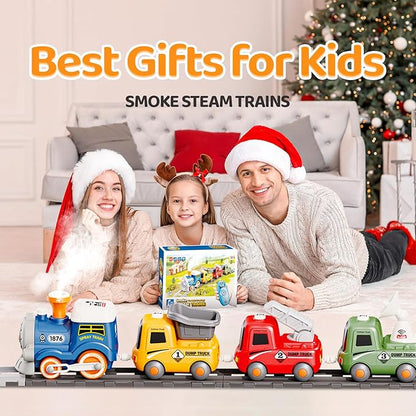 Train Toy for Kids 3-8, Remote Control Train Set with Lighting & Music & Water Steam for 3+ Boys, Electric Train Set with Train Tracks Accessories, Gift for Toddlers Girls Age 4 5 6 7 8