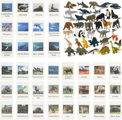36 Small Animal Figurines Learning & Education Toys, Plastic Realistic Dinosaur Zoo Jungle Safari Sea Ocean Animal Figures, Preschool Learning Activities Matching Game Science Toys