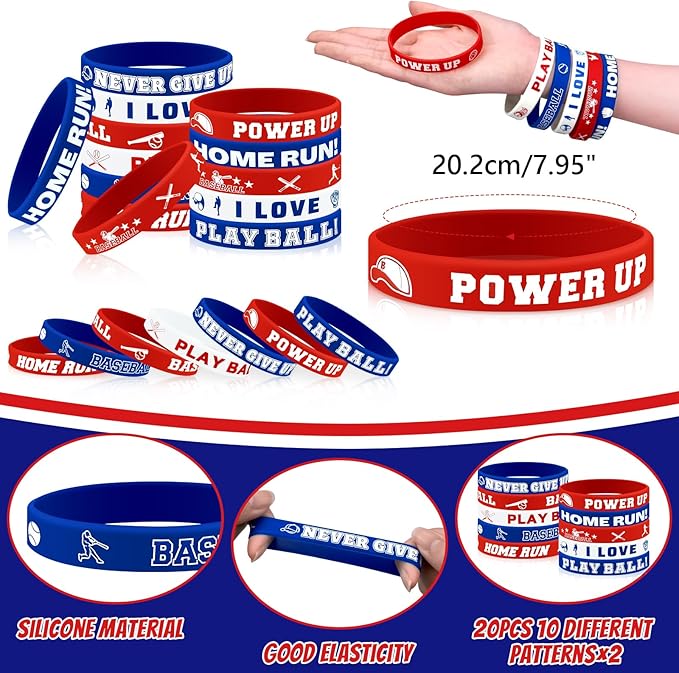 110 Pcs Baseball Party Favors Drawstring Bags with Keychains Silicone Bracelets Stickers Baseball Goodie Bags Gift Bags for Sports Birthday Party Supplies Baseball Themed