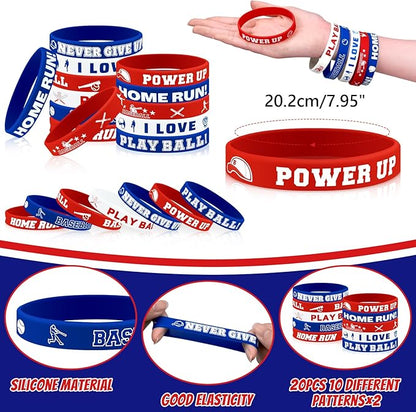 110 Pcs Baseball Party Favors Drawstring Bags with Keychains Silicone Bracelets Stickers Baseball Goodie Bags Gift Bags for Sports Birthday Party Supplies Baseball Themed