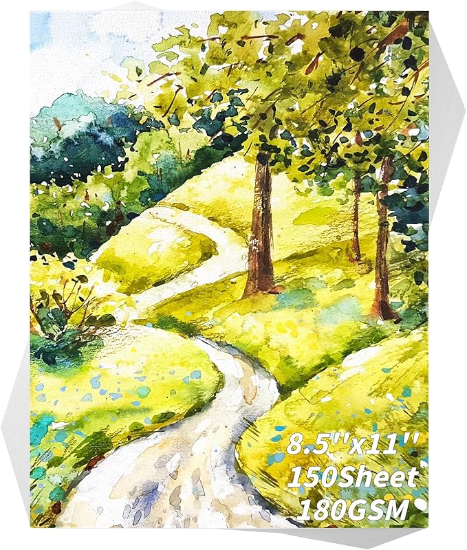 150 Sheets Watercolor Paper Bulk,White Water Color Paper for Kids Child Students Adults Artists Drawing-65LB/180GSM Art Paper-8.5 x 11 inch Painting & Craft Paper, Finger Paints, Watercolor, Tempera