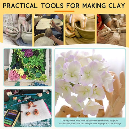 Rustark 75Pcs Polymer Clay Cutters Set 15 Sizes Stainless Steel and Plastic Indentation Round Circle Shape Cutters Molds, Ceramics Dotting Tool, Polymer Clay Tools for Art Craft Decoration