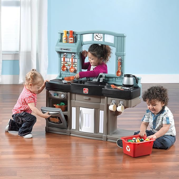 Step2 Best Chefs Kids Kitchen Playset, Indoor/Outdoor Kitchenette, Interactive Play with Lights and Sounds, Made of Durable Plastic, Includes 25 Piece Toy Accessories, For Toddlers 2+ Years Old