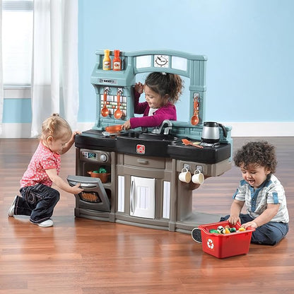 Step2 Best Chefs Kids Kitchen Playset, Indoor/Outdoor Kitchenette, Interactive Play with Lights and Sounds, Made of Durable Plastic, Includes 25 Piece Toy Accessories, For Toddlers 2+ Years Old