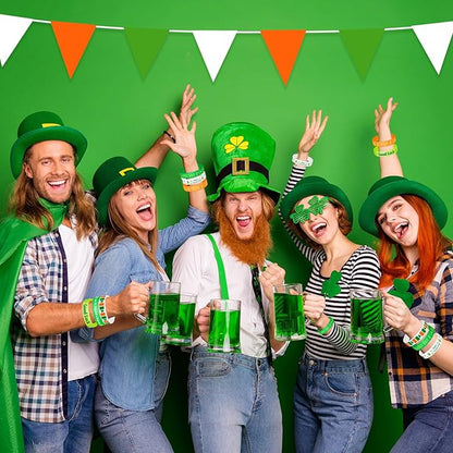 NEBURORA 72 Pcs St. Patrick's Day Rubber Bracelets Green Lucky Shamrock Silicone Wristbands for St Patricks Day Accessories Party Decoration Favors