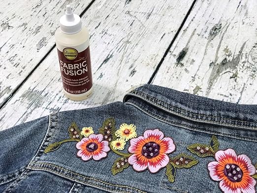 Aleene's Fabric Fusion Glue 8 fl oz, Permanent and Washable Adhesive, No-Sew Fabric Glue for Clothing, Denim, Polyester, Cotton, Flannel Materials, Dries Flexible