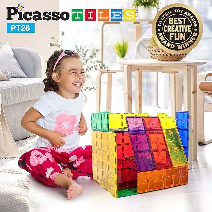 PicassoTiles Large Stabilizer Building Block Base Jumbo XL Plate Foundation Kit Magnetic Building Blocks Magnet Tiles Stacking STEM Toy Set