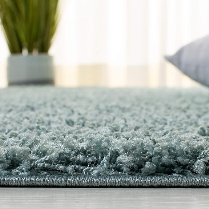 SAFAVIEH Athens Shag Collection Runner Rug - 2'3" x 8', Seafoam, Non-Shedding & Easy Care, 1.5-inch Thick Ideal for High Traffic Areas in Living Room, Bedroom (SGAS119D)