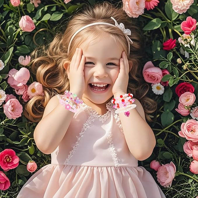 PinkSheep Class Valentine Bracelets Bulk: 36Pcs Valentine's Day Gift for Little Girls, Heart Valentines Day Bracelets Bulk for Kid, Valentines Day Jewelry Girl