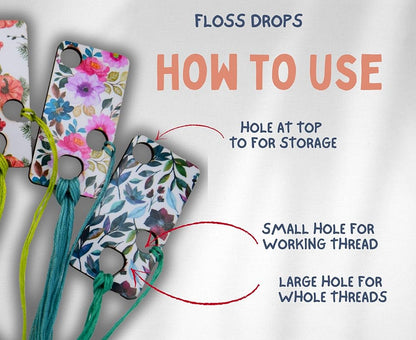 Floss drops cross stitch Wooden thread drops organizer floss drop for cross stitch kit fox embroidery floss storage holders for threads The set of 6 cross stitch retreat gifts