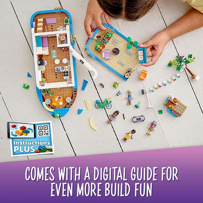 LEGO Friends Canal Houseboat 41702 Building Kit; Comes with 4 Mini-Dolls Including Mia and 1 Animal Toy; Birthday Gift for Kids Aged 7+ (737 Pieces)