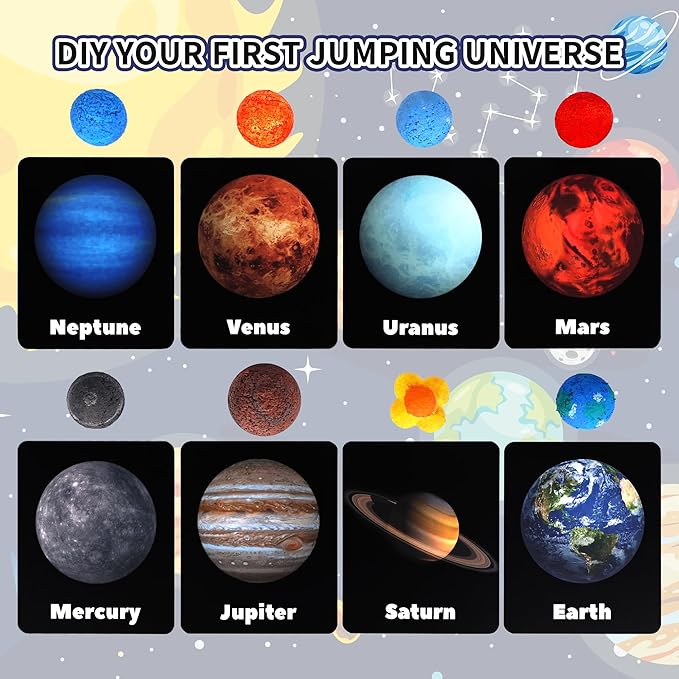 Pllieay DIY Planet Bouncy Ball Make Your Own Bouncy Ball Kit Kids Magic Bouncy Balls Educational Science Kits Solar System for Kids Craft Kit for Kids