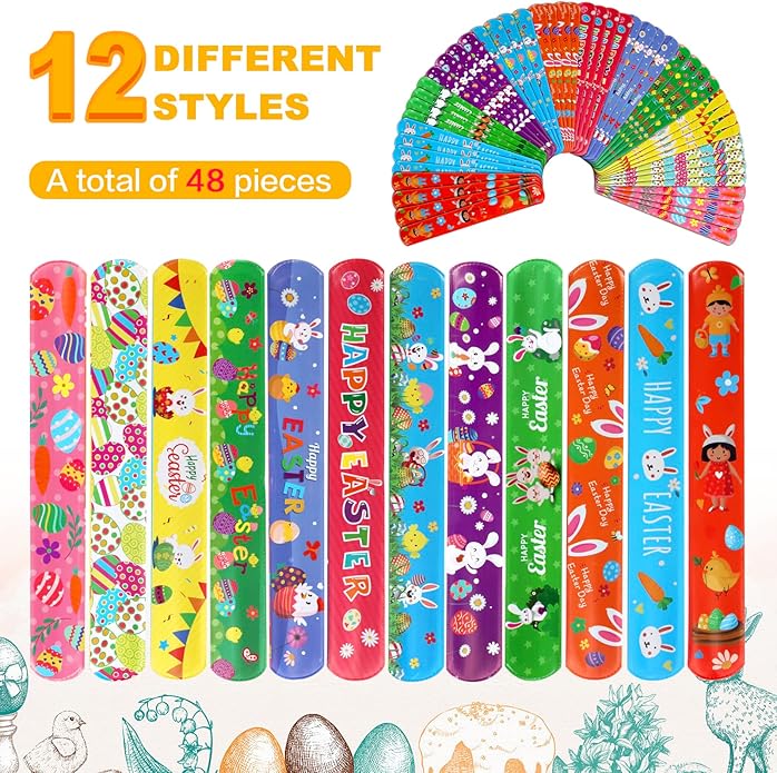 Valentines day gifts - 48Pcs Valentines Slap Bracelets toys for Kids School Class Classroom Valentines Day Cards Gifts Prizes Party Favors