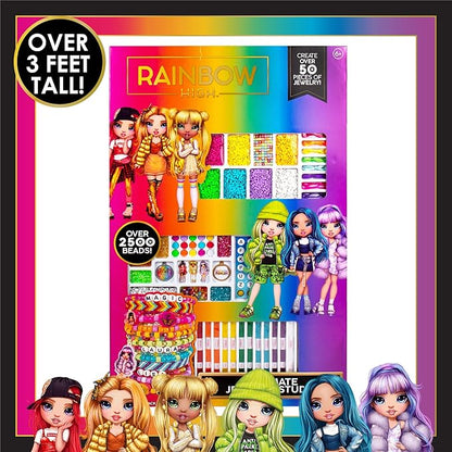 Rainbow High Ultimate Jewelry Studio, 2500+ Beads, Create 50+ Pieces of Jewelry, Toys, Great Bead Kit for Sleepovers, Girls Night, Weekend, DIY Alphabet Bracelets for Kids Ages 6, 7, 8, 9