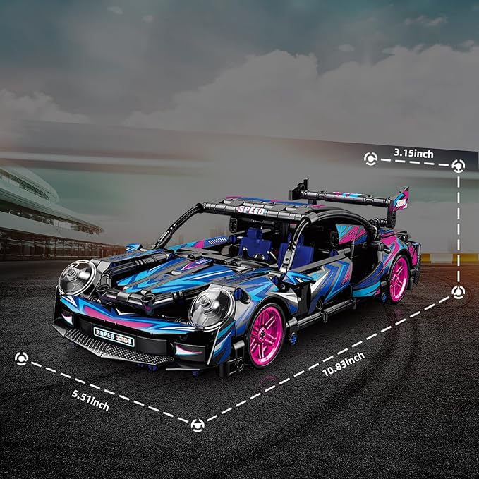 545 Piece Sports Car Model Building Kit for Kids,Teens and Adults,MOC 1:18 Racing Pull Back Car Model Building Set,STEM Educational Building Toy Car,Christmas Birthday Gift for Boy Girl Age 6+