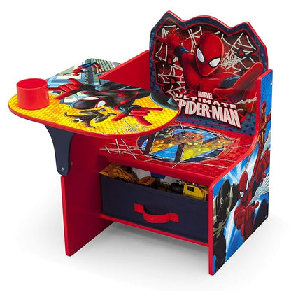 Delta Children Chair Desk With Storage Bin - Greenguard Gold Certified, Spider-Man, Arm Rest, Cushion Availability, Engineered Wood